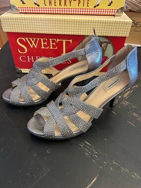 Alex Marie Gunmetal Crystal Strappy Heels